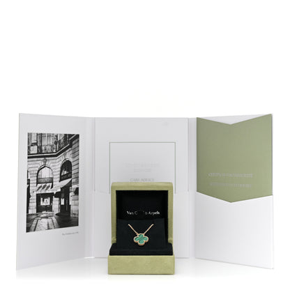 Van Cleef & Arpels 18K Yellow Gold Malachite Vintage Alhambra Pendant Necklace 5 of 5