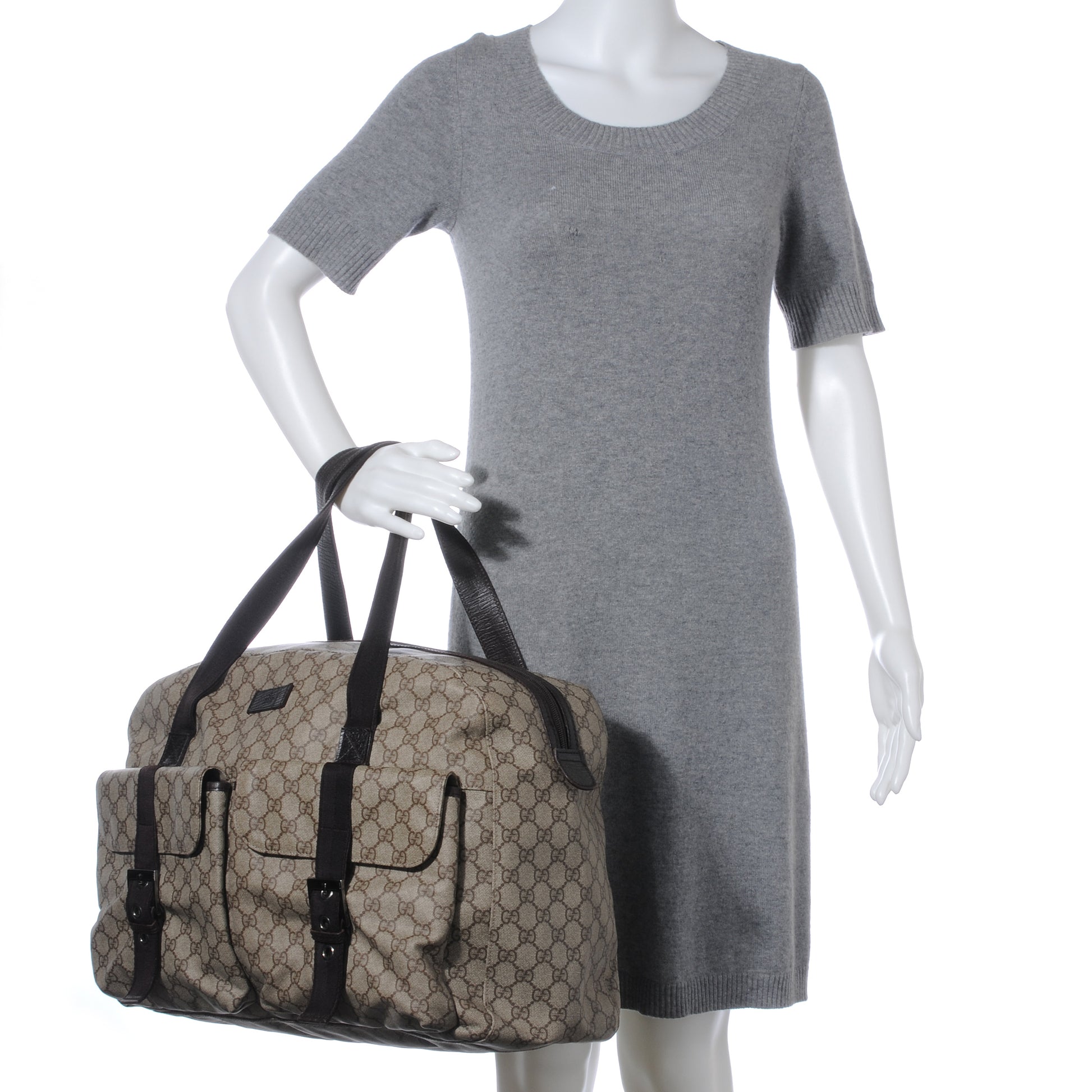 Gucci Coated Canvas Monogram Large Duffle Bag Ebony 2 of 9