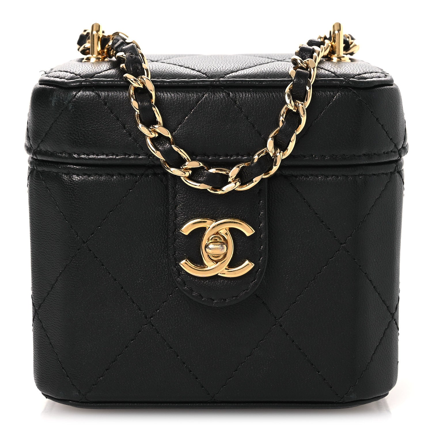 Chanel Lambskin Quilted Vanity Clutch With Chain Black 1 of 11