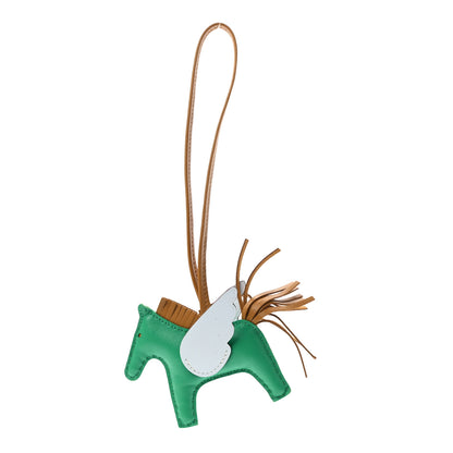 Hermes Milo Lambskin Grigri Rodeo Pegase Horse Bag Charm PM Menthe Sesame Bleu Brume 1 of 5