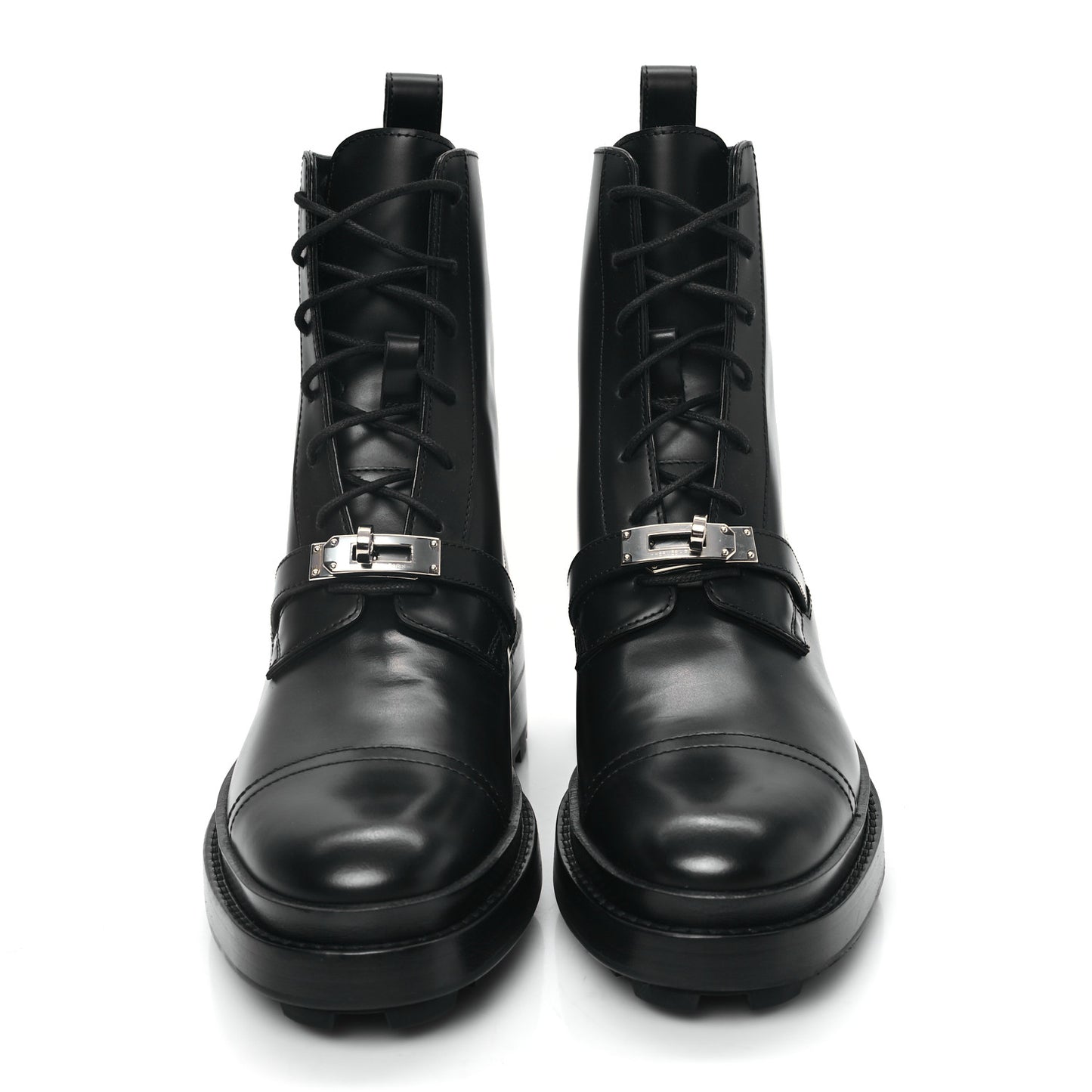 Glossed Calfskin Funk Ankle Boots 37.5 Black