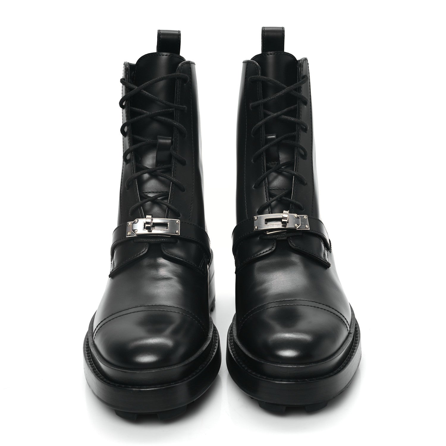 Hermes Glossed Calfskin Funk Ankle Boots 37.5 Black 2 of 9
