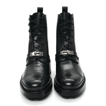 Hermes Glossed Calfskin Funk Ankle Boots 37.5 Black 2 of 9