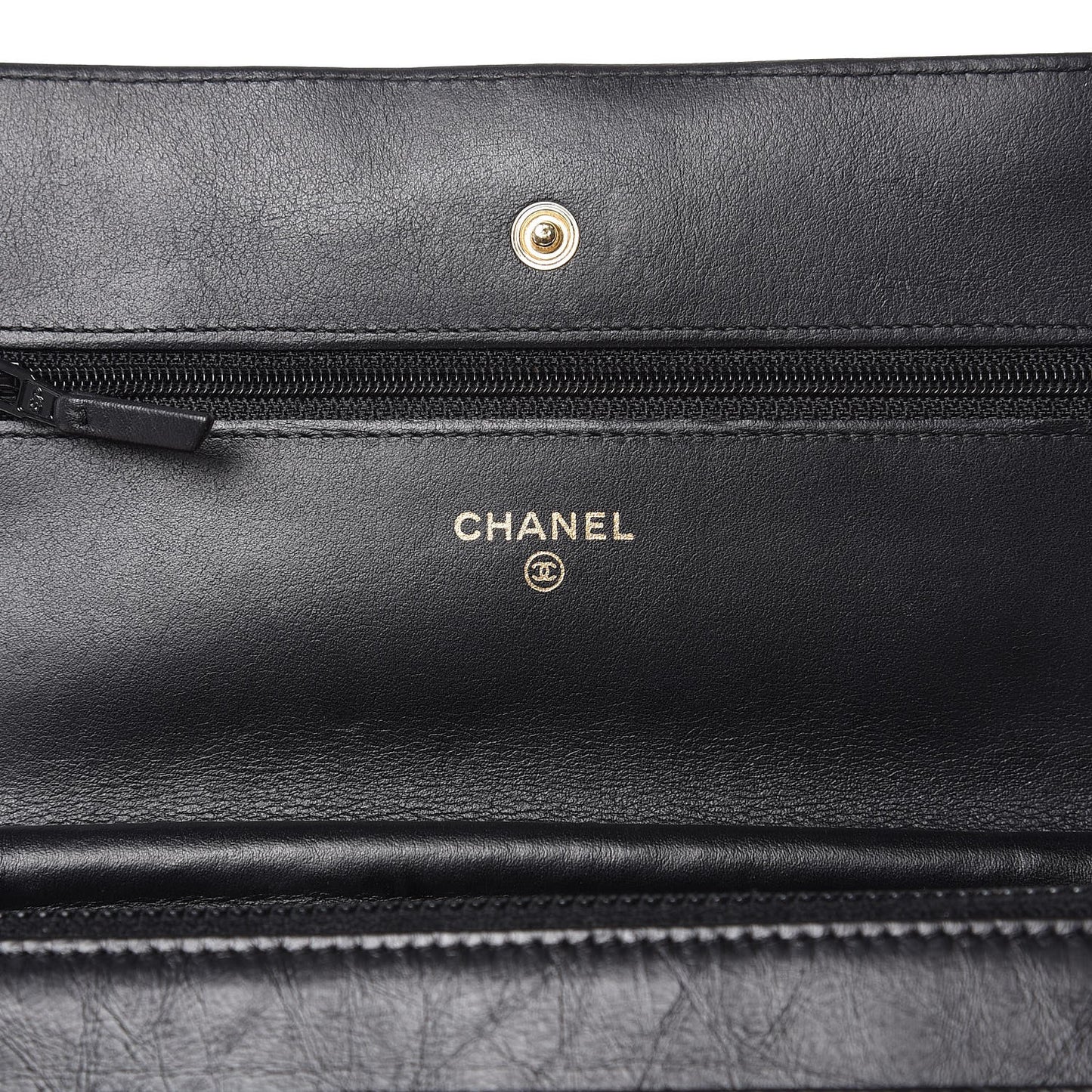 Aged Calfskin Quilted Lucky Charms 2.55 Reissue Wallet On Chain WOC Black