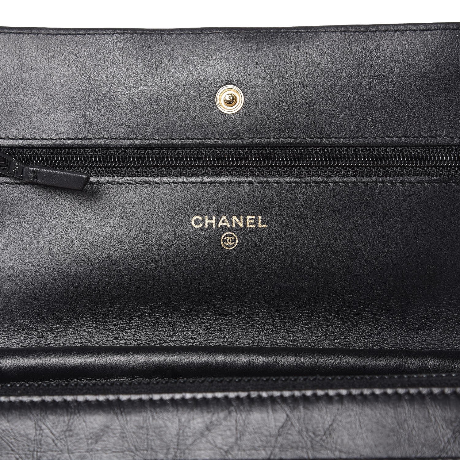 Chanel Aged Calfskin Quilted Lucky Charms 2.55 Reissue Wallet On Chain WOC Black 6 of 13