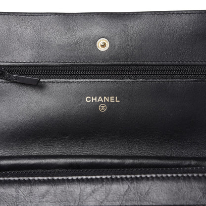 Chanel Aged Calfskin Quilted Lucky Charms 2.55 Reissue Wallet On Chain WOC Black 6 of 13