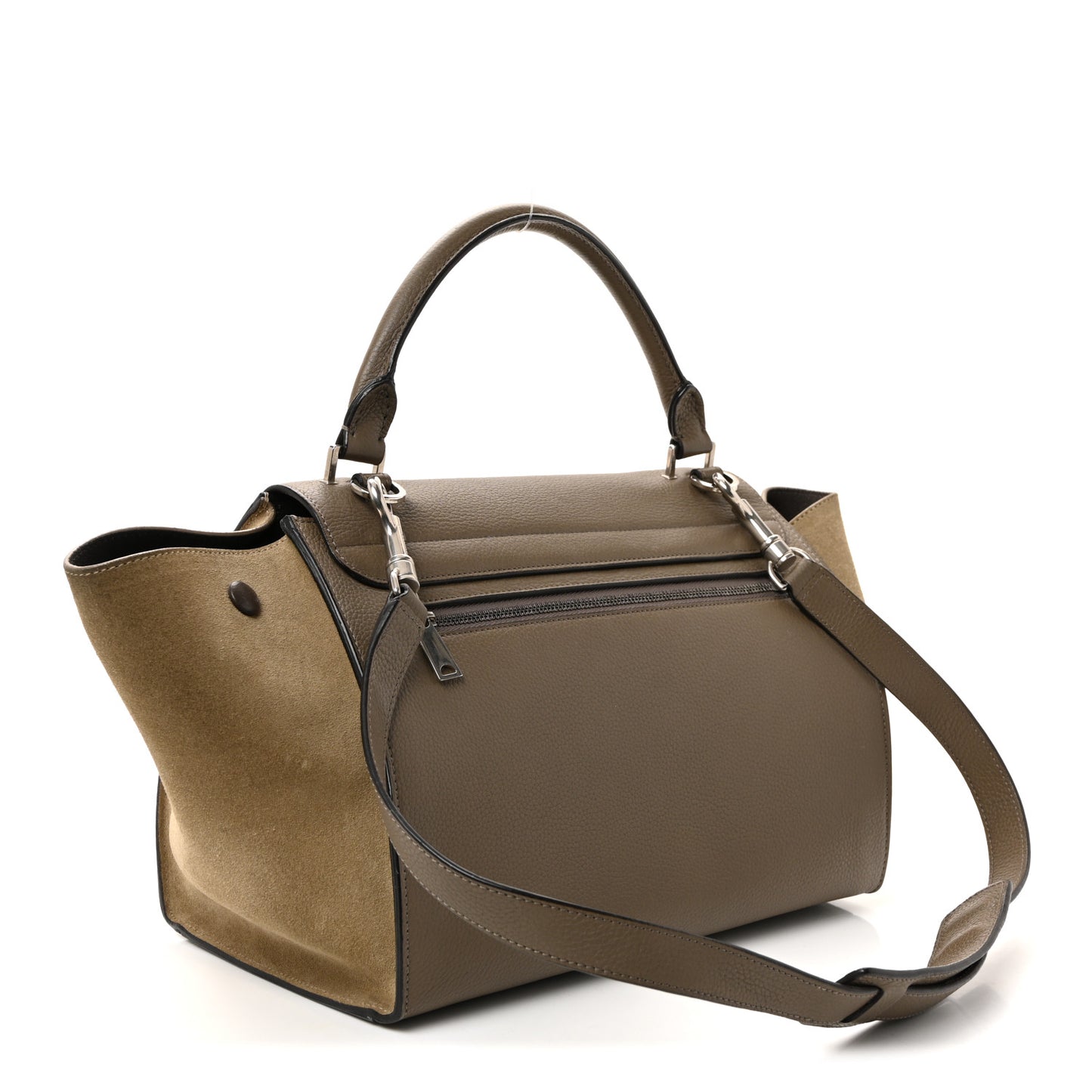 Drummed Calfskin Suede Medium Trapeze Souris