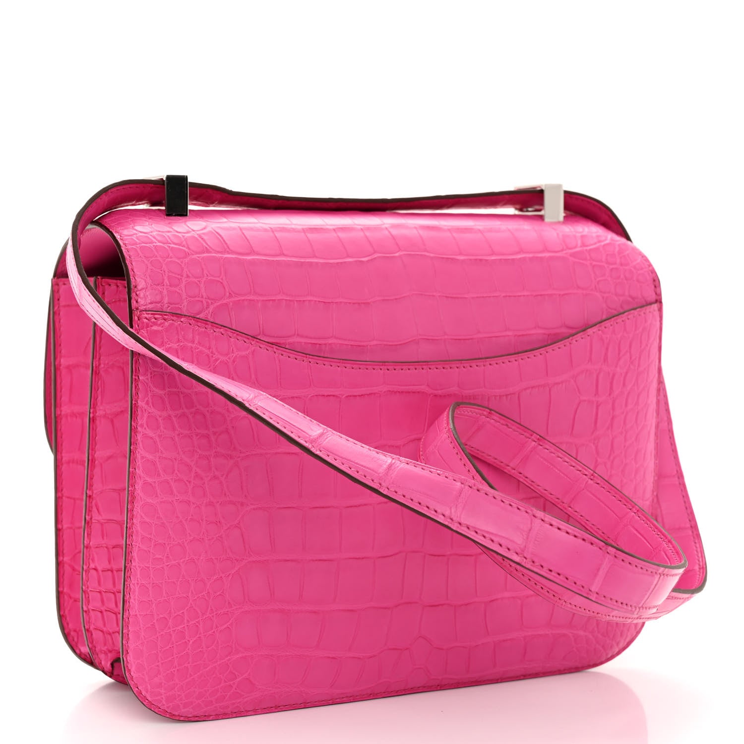 Hermes Matte Alligator Constance 24 Rose Shocking 3 of 11