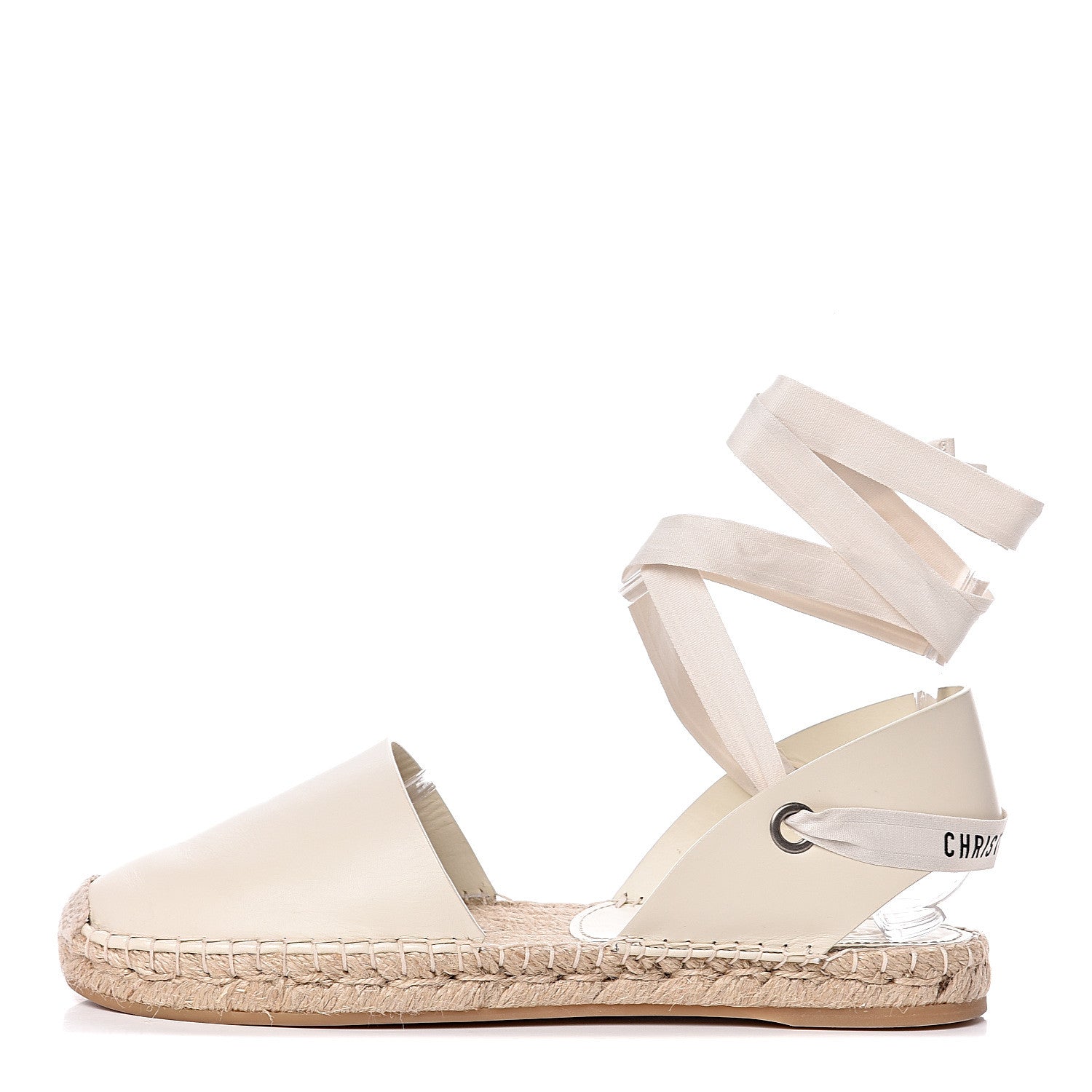 Christian Dior Calfskin Nicely-D Ankle Tie Espadrilles Flats 41.5 Off White 1 of 9