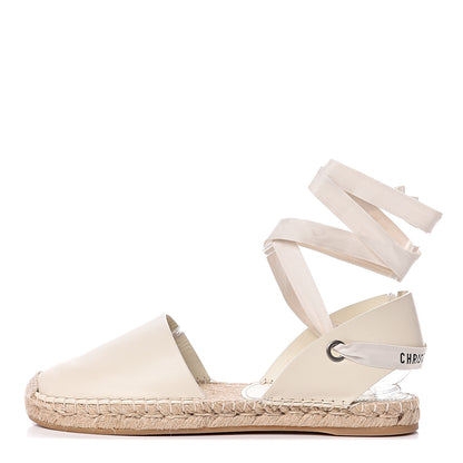 Christian Dior Calfskin Nicely-D Ankle Tie Espadrilles Flats 41.5 Off White 1 of 9
