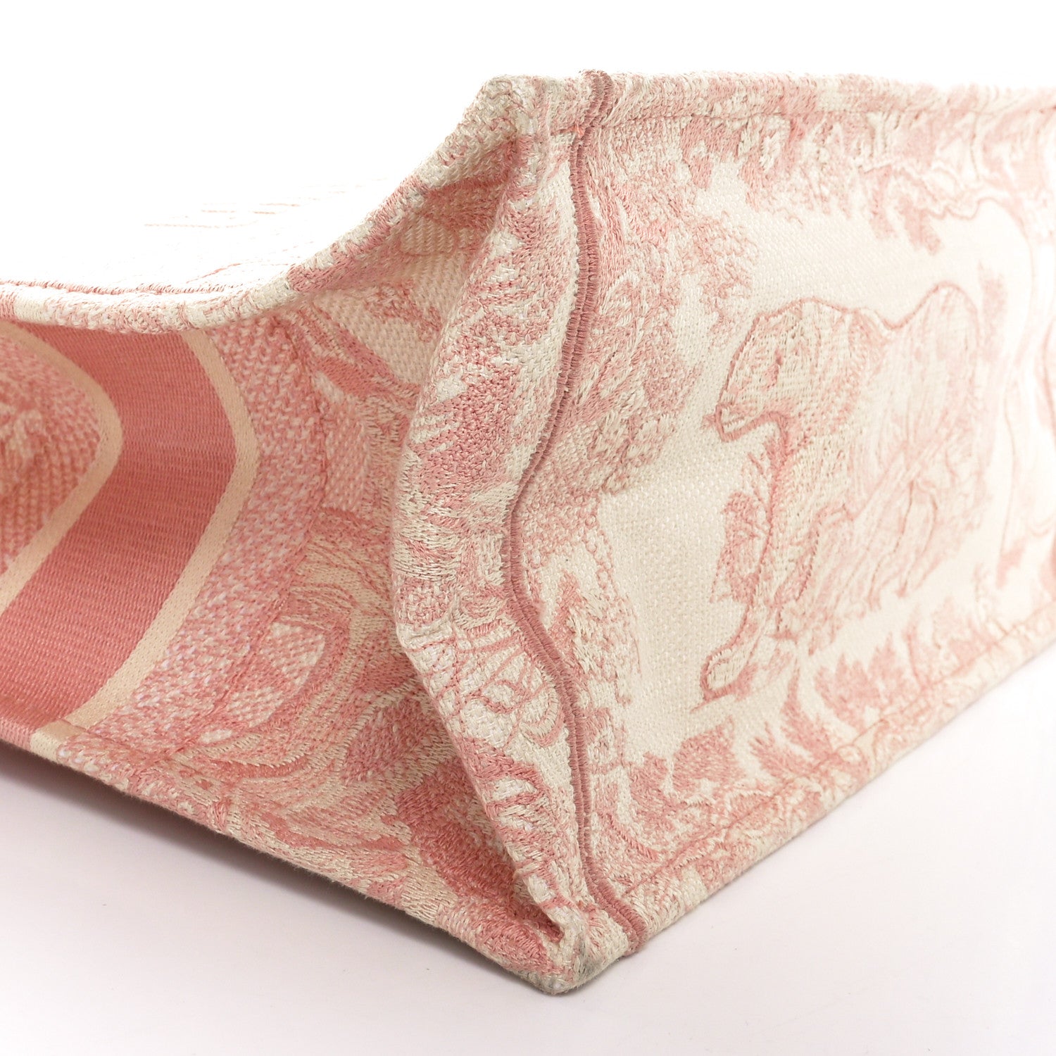 Christian Dior Canvas Embroidered Medium Dioriviera Toile De Jouy Book Tote Rose 9 of 10