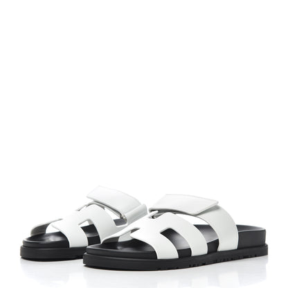 Hermes Calfskin Womens Chypre Sandals 36 White 3 of 9