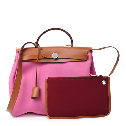 Hermes Toile Officier Vache Hunter Verso Herbag Zip PM 31 Bubblegum Rubis Naturel 1 of 4