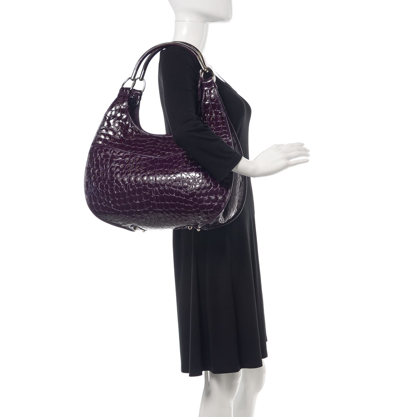 Patent Crocodile Embossed 61 Tote Purple
