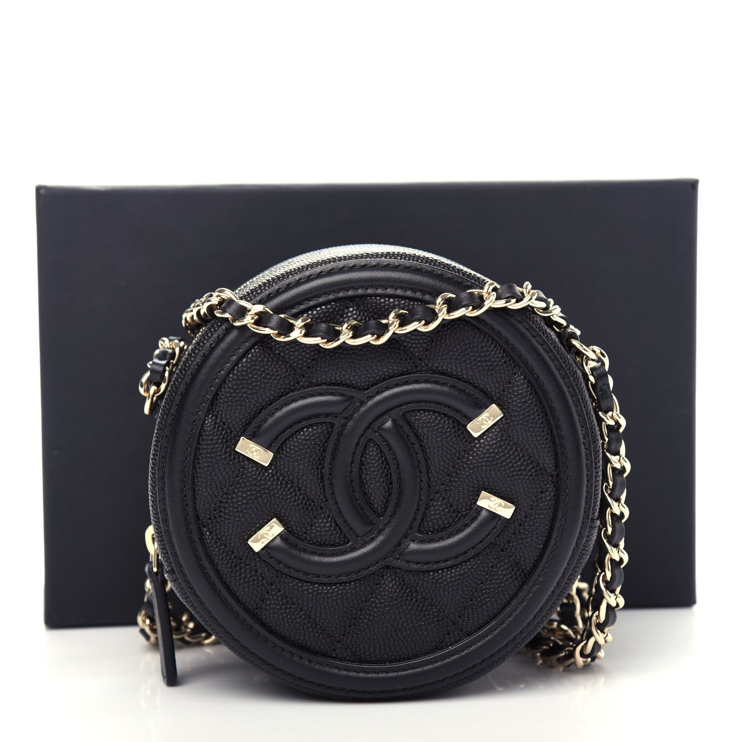 Chanel Caviar Quilted Round Filigree Crossbody Black 11 of 11