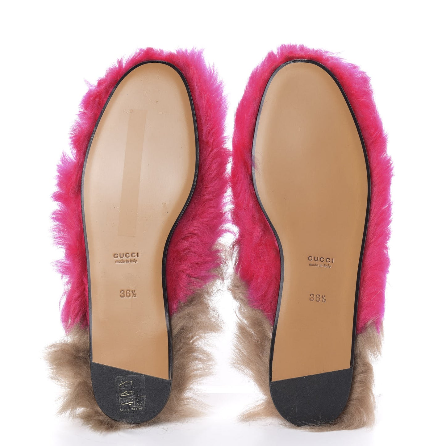 Merino Wool Womens Princetown Slippers 36.5 Raspberry Lipstick Natural