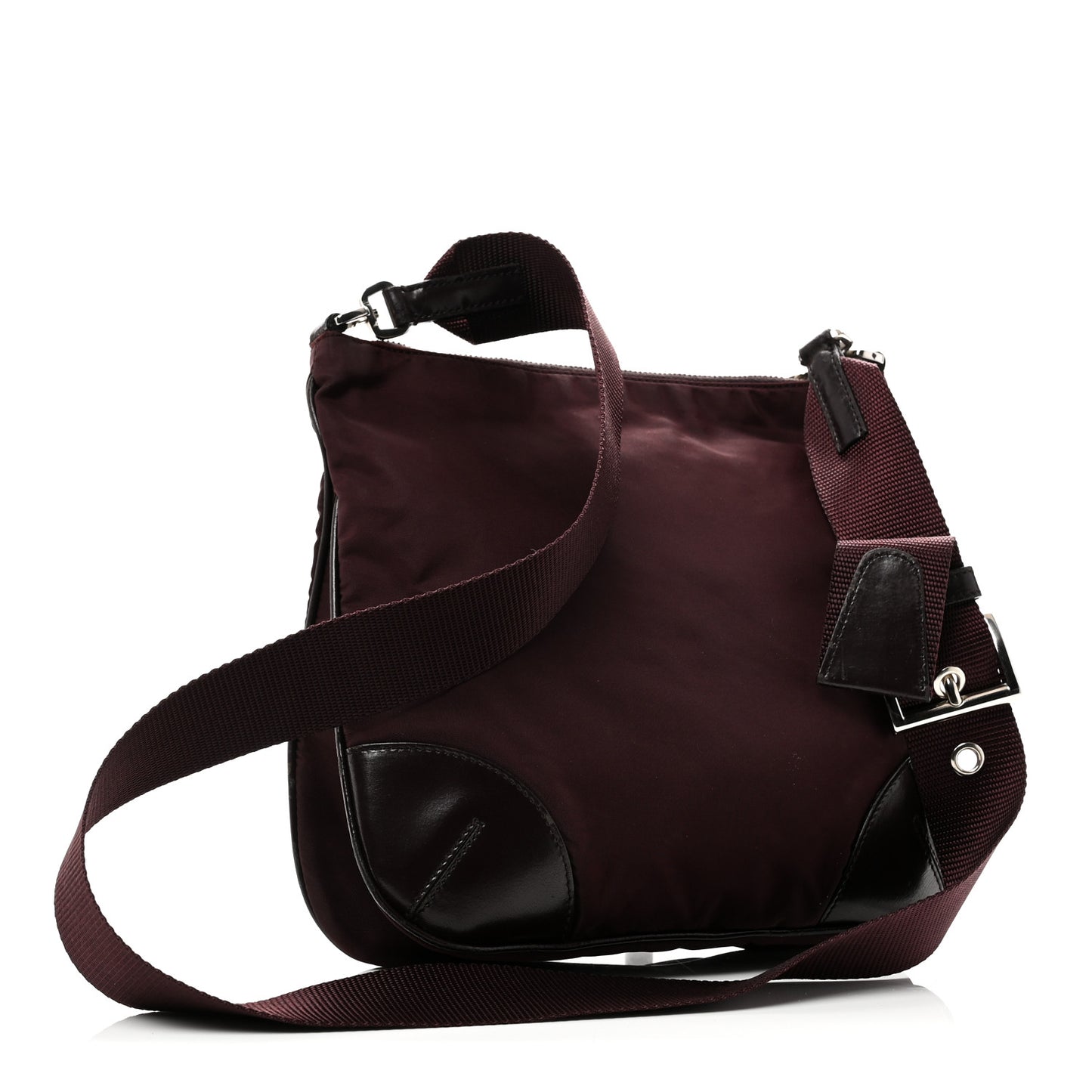 Tessuto Nylon Nappa Triangle Crossbody Bag Bordeaux