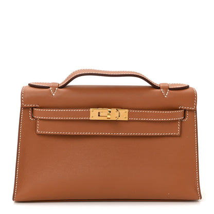 Hermes Swift Kelly Pochette Clutch Gold 1 of 7