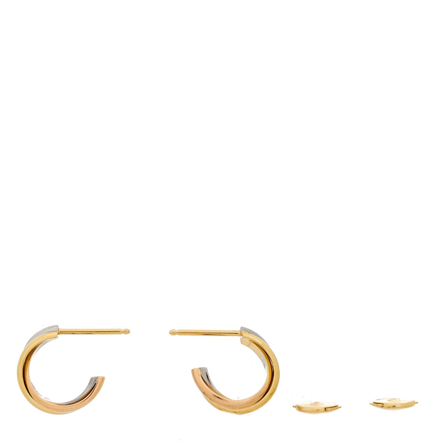 Cartier 18K Pink Yellow White Gold Small Trinity Hoop Earrings 3 of 6