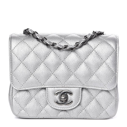 Chanel Metallic Caviar Quilted Mini Square Flap Silver 1 of 10
