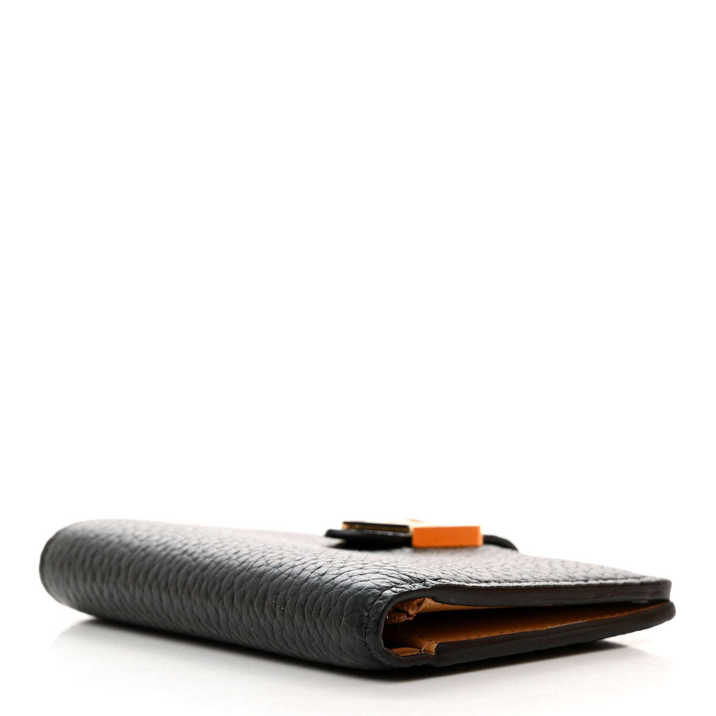 Taurillon Capucines Vertical Compact Wallet Black