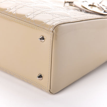 Christian Dior Pearlized Patent Cannage Medium Lady Dior Grey 9 of 10