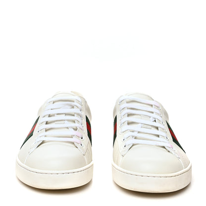 Gucci Calfskin Crocodile Web Mens Ace Sneakers 9 White Green 2 of 12