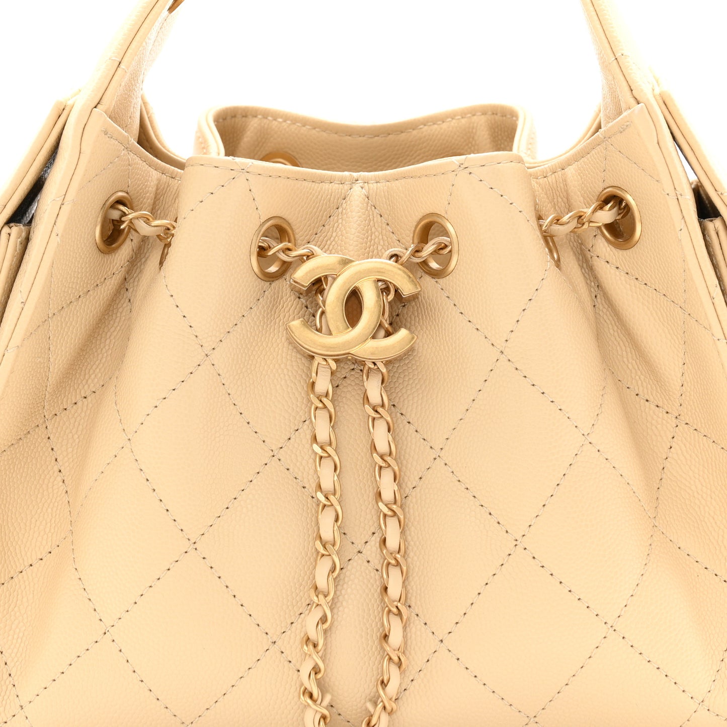 Caviar Quilted Mini Chanel 25 Handbag Beige
