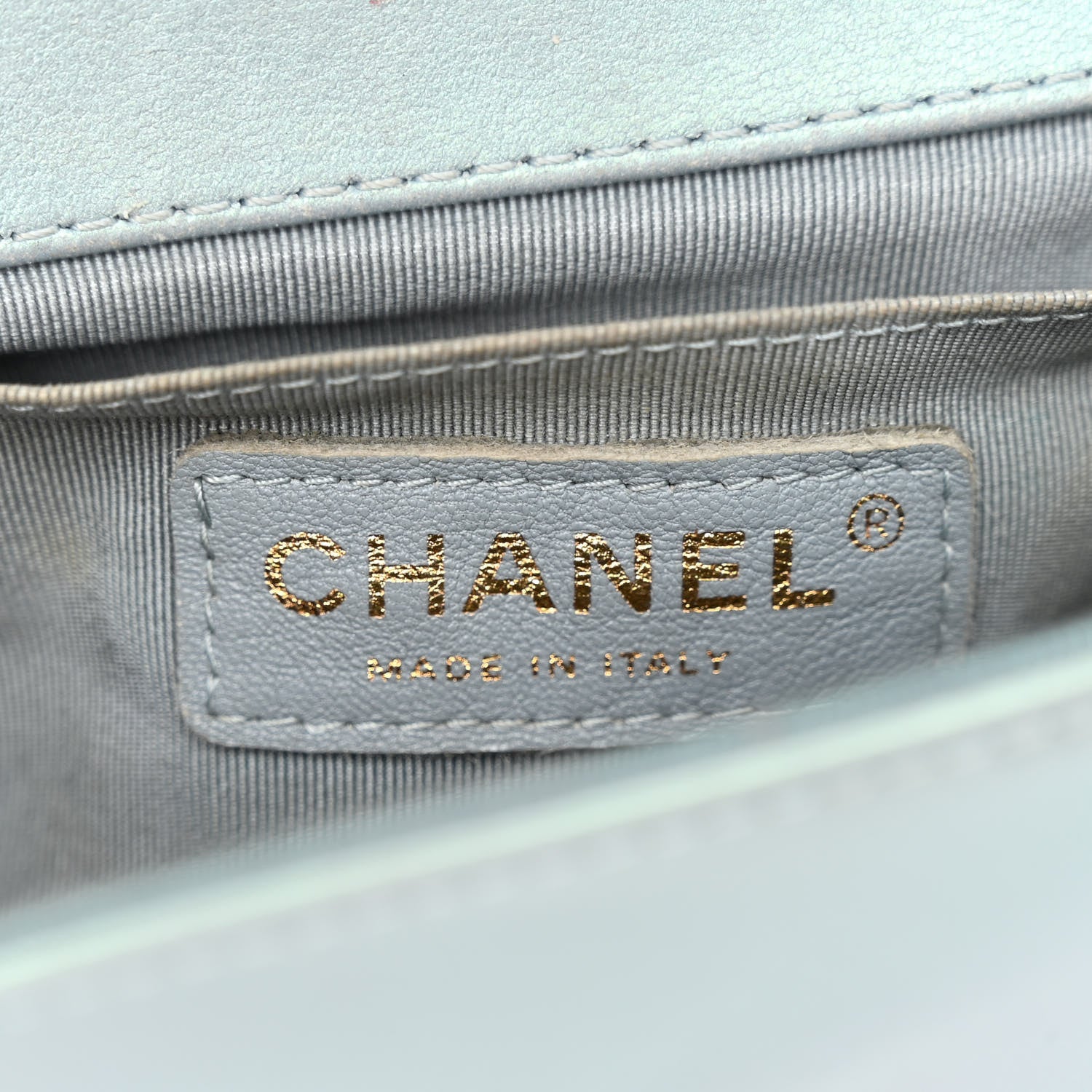 Chanel Iridescent Patent Calfskin Quilted Medium Boy Flap Light Blue 6 of 13