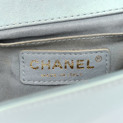 Chanel Iridescent Patent Calfskin Quilted Medium Boy Flap Light Blue 6 of 13