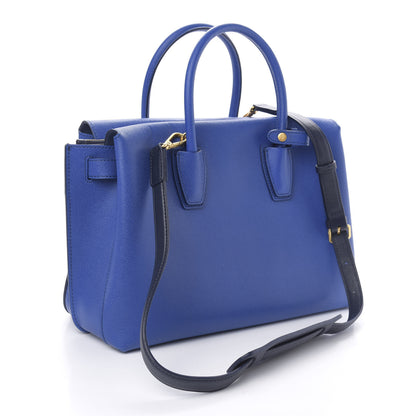 MCM Grained Calfskin Medium Milla Tote Blue 3 of 9