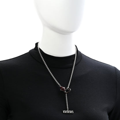 Hermes Palladium Buffalo Horn Medor XO Necklace  Black 2 of 7