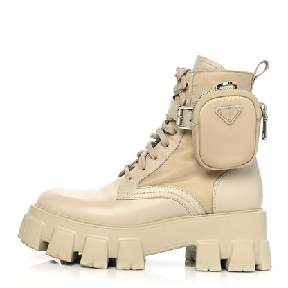 Prada Spazzolato Rois Re-Nylon Metal Triangle Logo Monolith Pouch Pocket 55mm Boots 38.5 Deserto 1 of 9