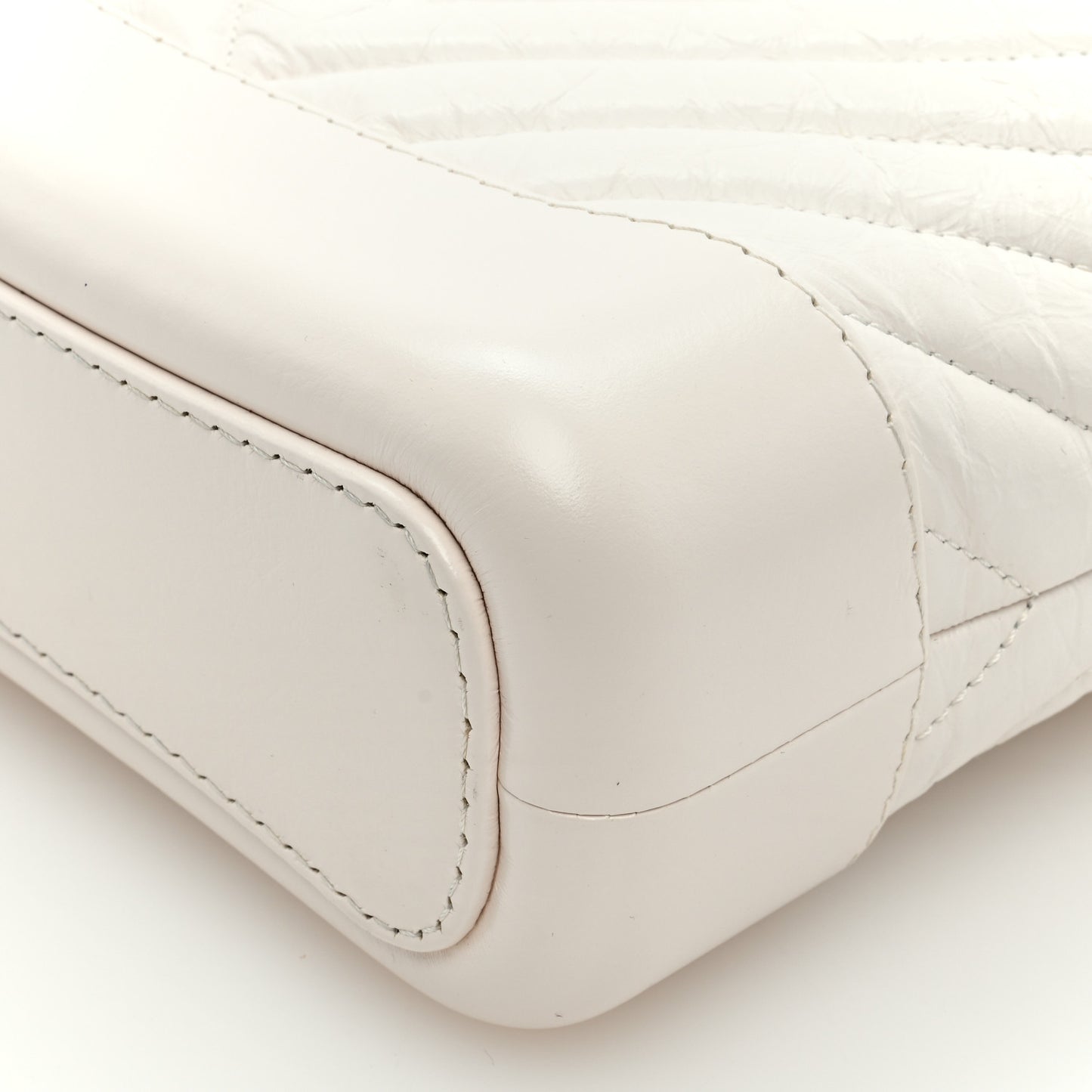 Aged Calfskin Chevron Quilted Small Gabrielle Hobo White