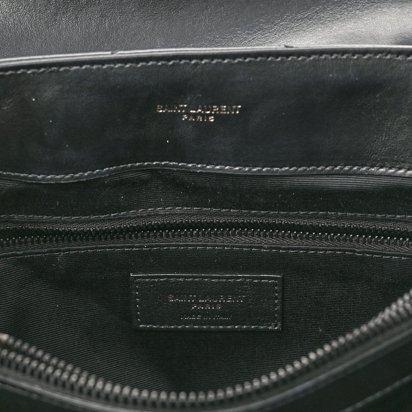 Calfskin Y Quilted Monogram Monochrome Medium Loulou Chain Satchel Black