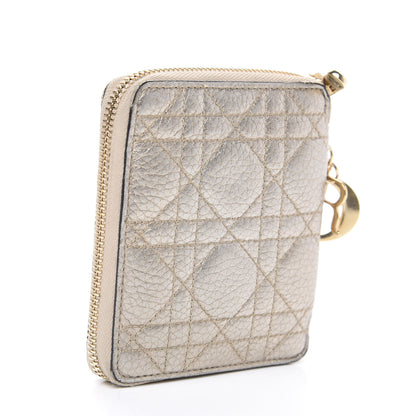 Christian Dior Metallic Calfskin Cannage Lady Dior Medium Wallet Gold 2 of 10