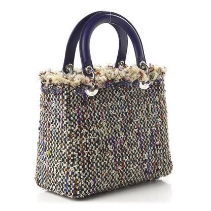 Christian Dior Tweed Fringe Medium Lady Dior Purple 3 of 9