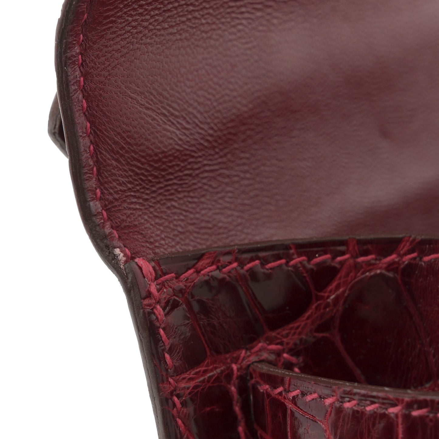 Shiny Niloticus Crocodile Kelly Pochette Rouge Vif