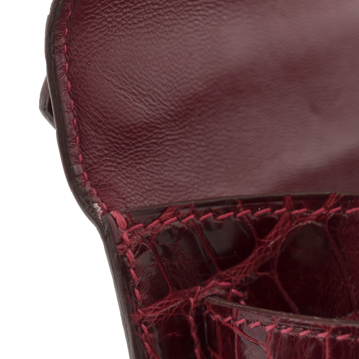 Hermes Shiny Niloticus Crocodile Kelly Pochette Rouge Vif 8 of 8