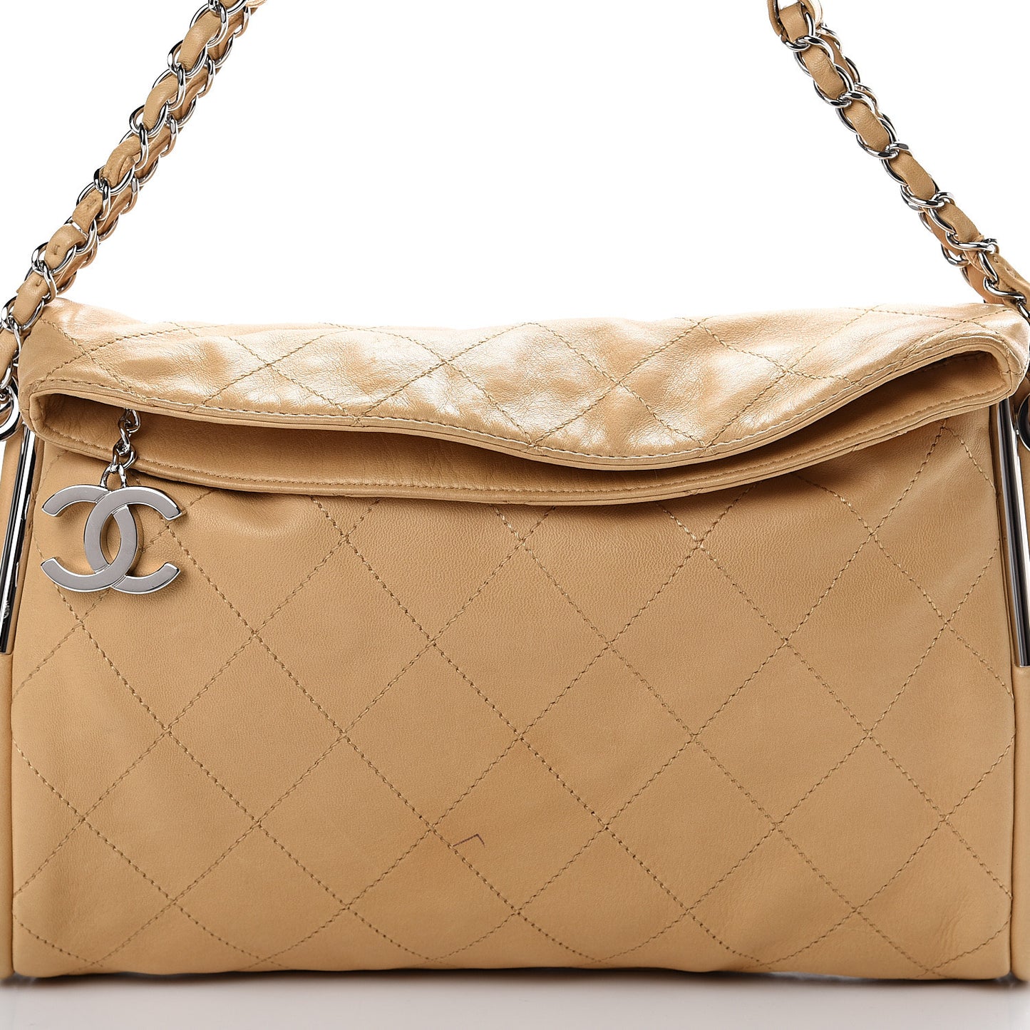 Lambskin Stitched Medium Ultimate Soft Tote Beige