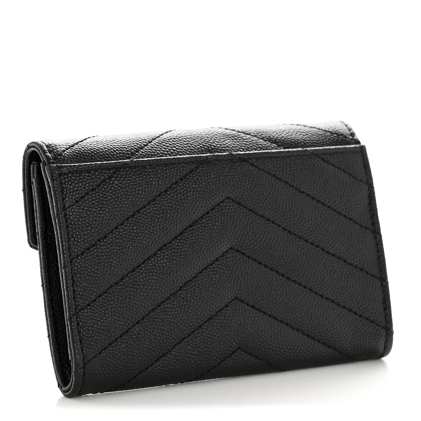 Grain De Poudre Matelasse Chevron Small Monogram Envelope Wallet Black