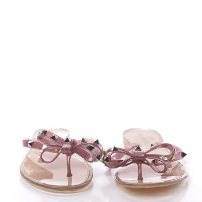 Valentino Garavani PVC Jelly Glitter Rockstud Bow Thong Sandals 36 Pink 2 of 8