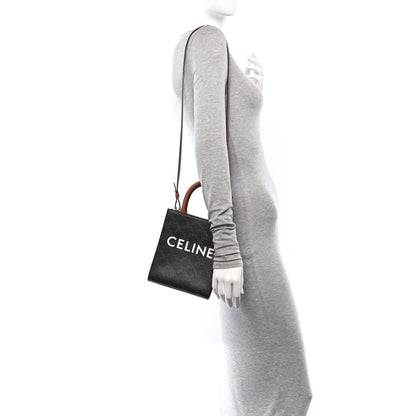 Celine Triomphe Canvas Calfskin Mini Vertical Cabas Tan 2 of 8