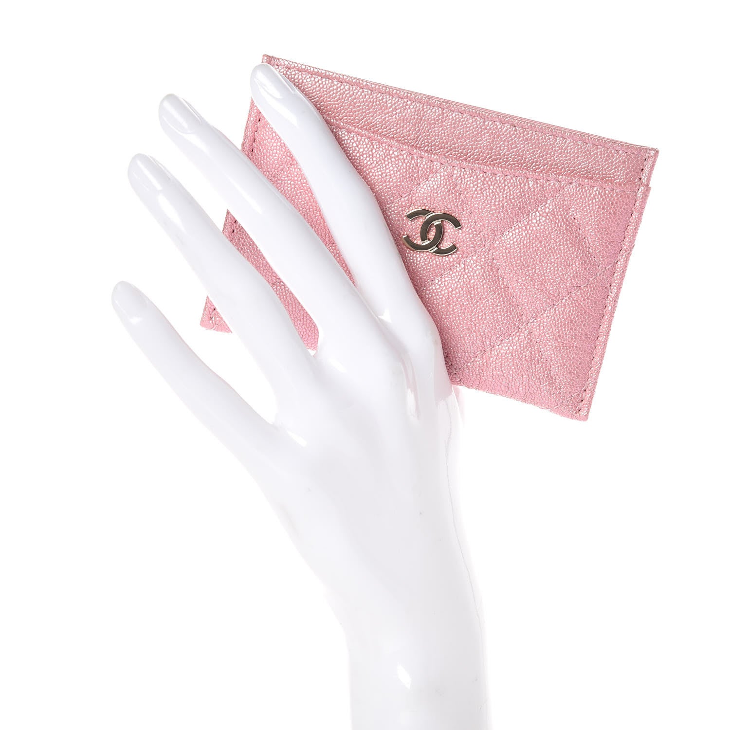 Chanel Iridescent Caviar Quilted Card Holder Rose Pink 2 of 9