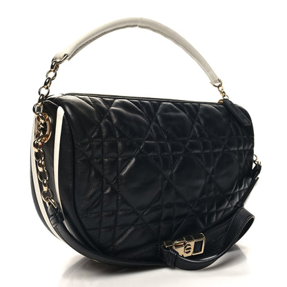 Christian Dior Lambskin Cannage Medium Dior Vibe Hobo Bag Black 3 of 9