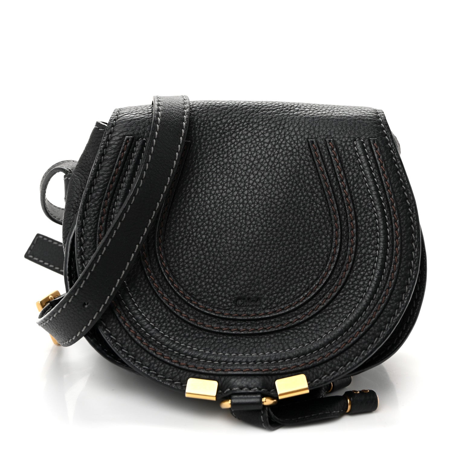 Chloe Grained Calfskin Small Marcie Saddle Bag Black 1 of 9