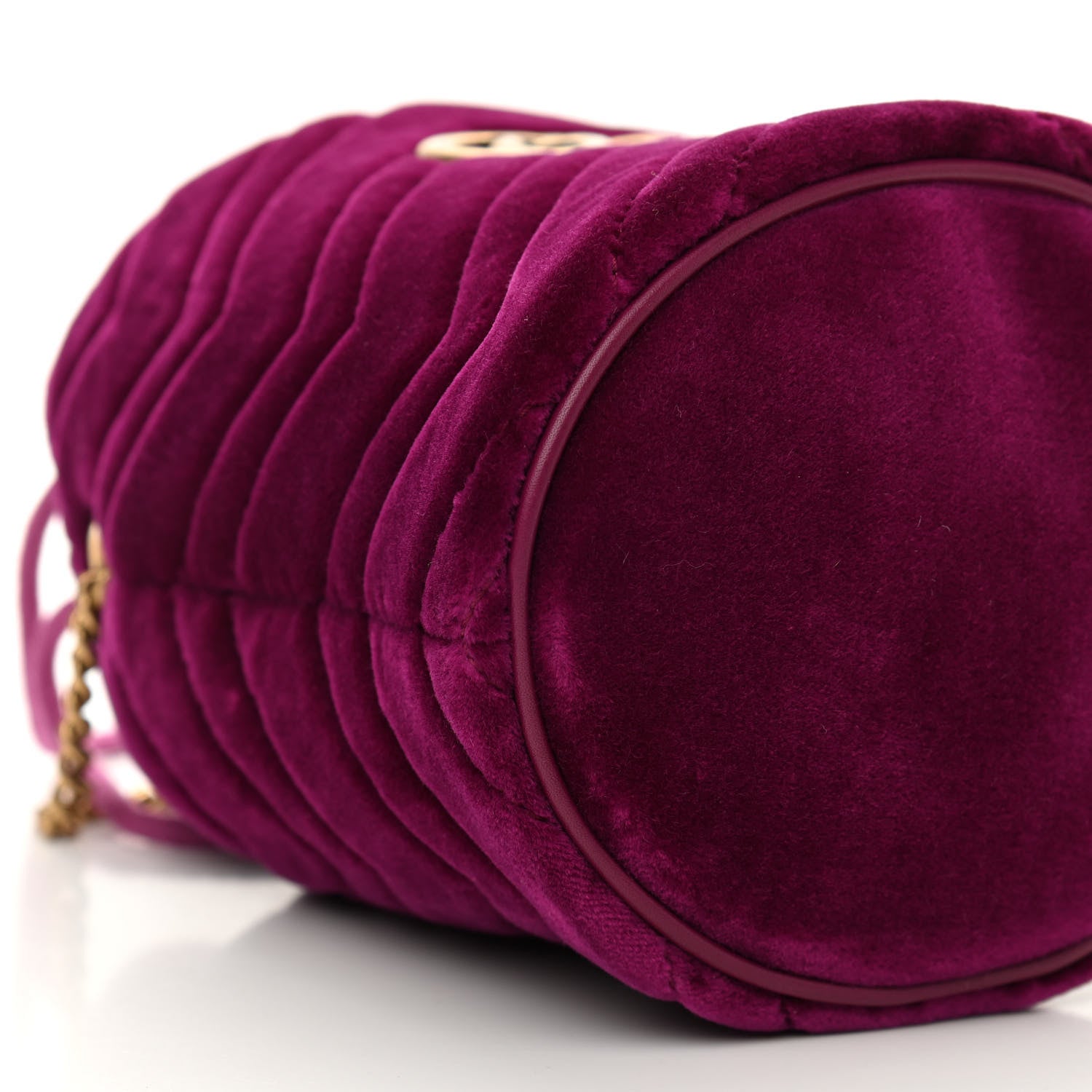 Gucci Velvet Matelasse Mini GG Marmont 2.0 Bucket Bag Fuchsia Violet Cyclamen 9 of 11