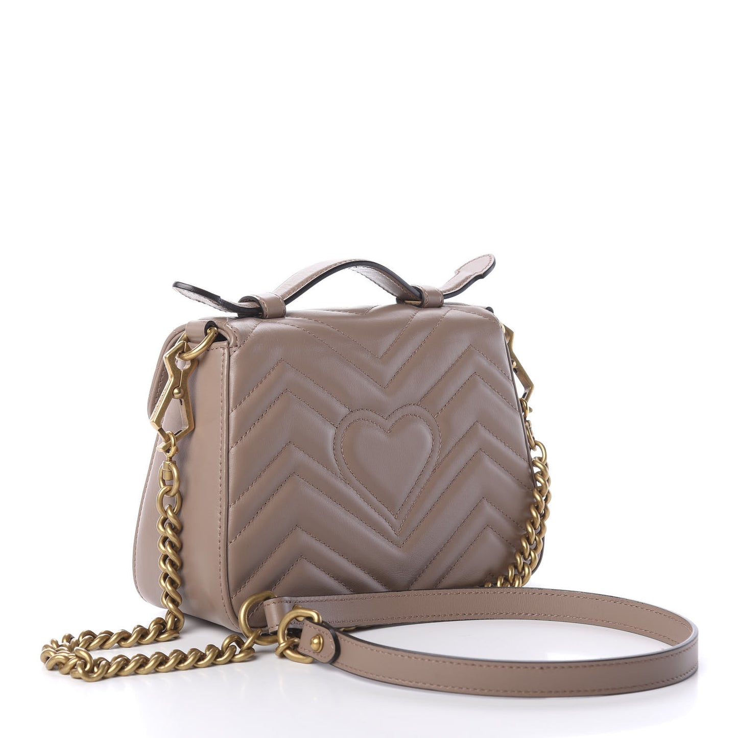 Calfskin Matelasse Mini GG Marmont Top Handle Shoulder Bag Porcelain Rose