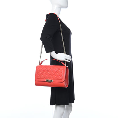 Chanel Grained Calfskin Quilted Large Label Click Flap Bag Red 2 of 14