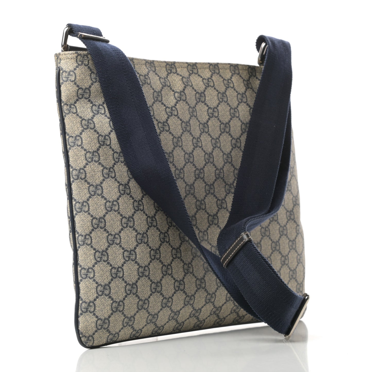 GG Plus Monogram Large Flat Messenger Bag Beige Blue